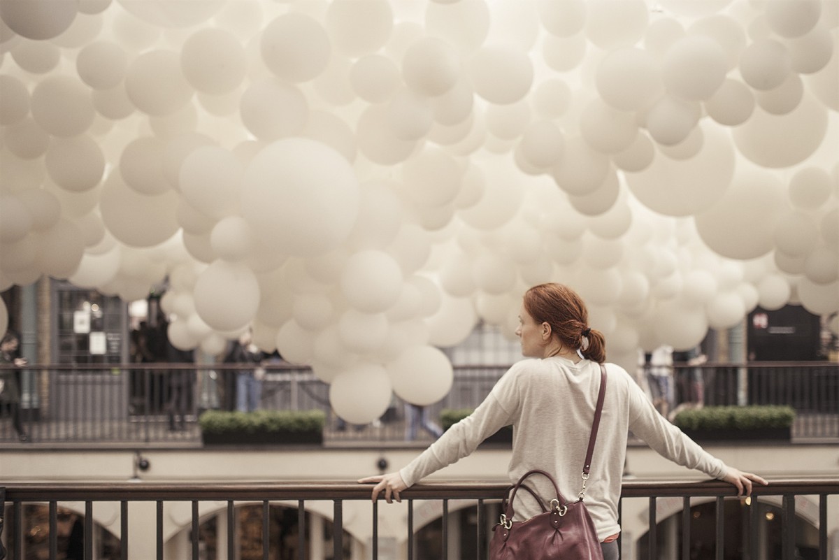 Naturopath Lisa Fitzgibbon looking at the cloud installation at Covent Garden pondering her blog about health