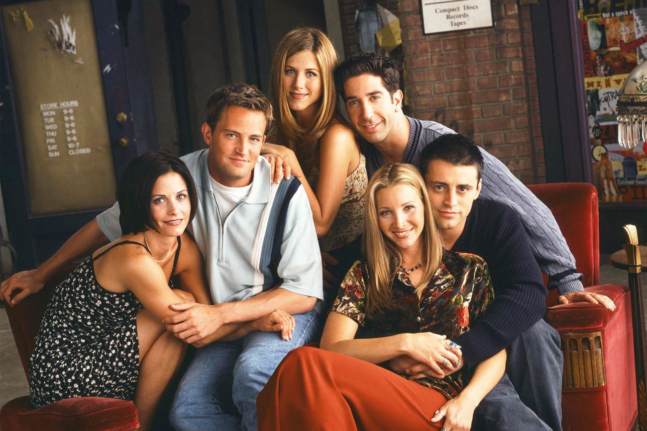 The cast of the television show Friends portraying healthy friendships